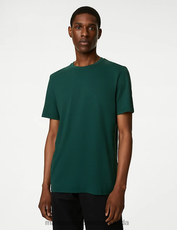 Marks and Spencer near me - Men Bottle Green Clothing Marks & Spencer Pure Cotton Crew Neck T-Shirt 20VTD167