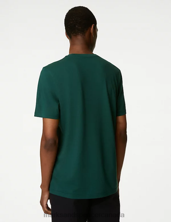 Marks and Spencer near me - Men Bottle Green Clothing Marks & Spencer Pure Cotton Crew Neck T-Shirt 20VTD167