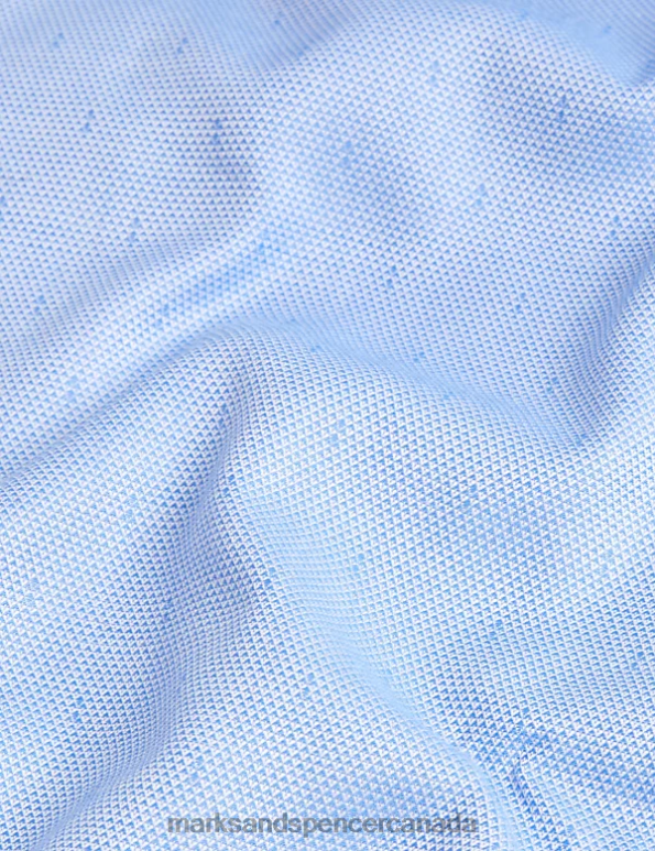 Marks and Spencer near me - Men Bright Blue Clothing Marks & Spencer Regular Fit Pure Cotton Textured Shirt 20VTD5641