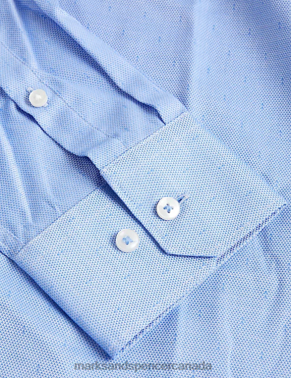 Marks and Spencer near me - Men Bright Blue Clothing Marks & Spencer Regular Fit Pure Cotton Textured Shirt 20VTD5641