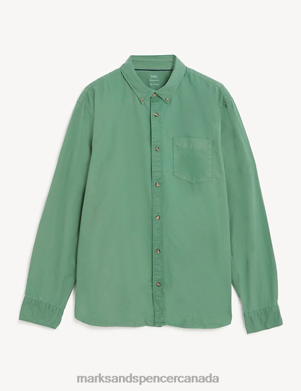 Marks and Spencer sale - Men Bright Green Clothing Marks & Spencer Pure Cotton Oxford Shirt 20VTD7015