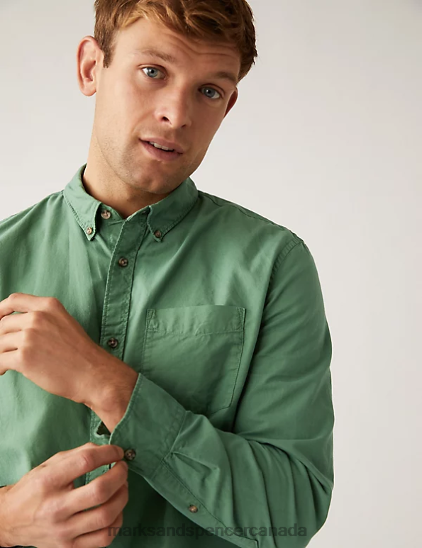 Marks and Spencer sale - Men Bright Green Clothing Marks & Spencer Pure Cotton Oxford Shirt 20VTD7015