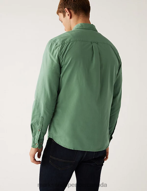 Marks and Spencer sale - Men Bright Green Clothing Marks & Spencer Pure Cotton Oxford Shirt 20VTD7015