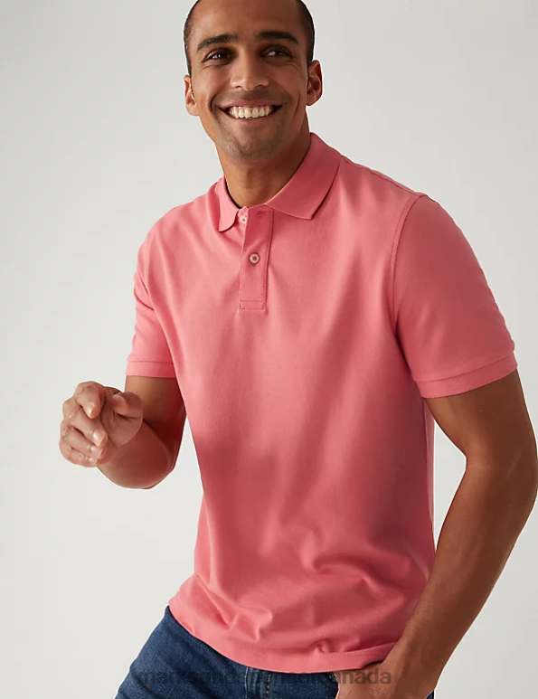 Marks and Spencer Canada - Men Bright Pink Clothing Marks & Spencer Pure Cotton Pique Polo Shirt 20VTD207