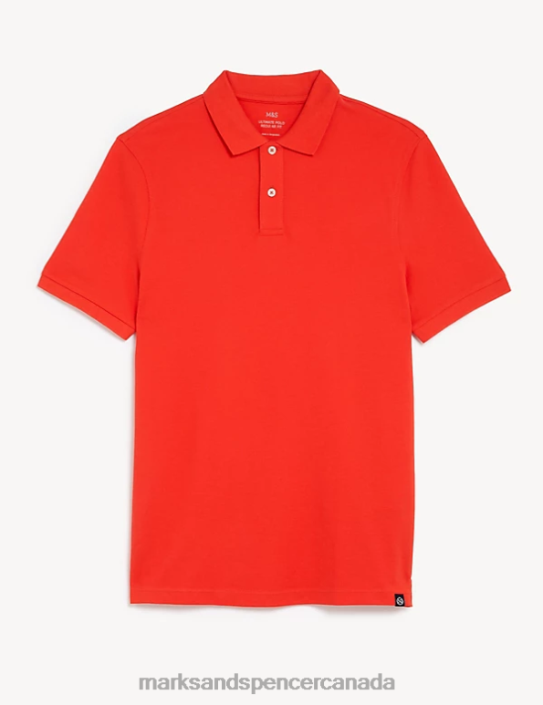 Marks and Spencer sale - Men Bright Red Clothing Marks & Spencer Pure Cotton Pique Polo Shirt 20VTD210