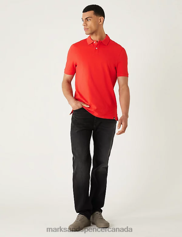 Marks and Spencer sale - Men Bright Red Clothing Marks & Spencer Pure Cotton Pique Polo Shirt 20VTD210