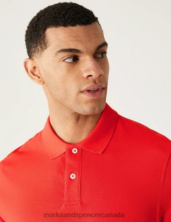 Marks and Spencer sale - Men Bright Red Clothing Marks & Spencer Pure Cotton Pique Polo Shirt 20VTD210