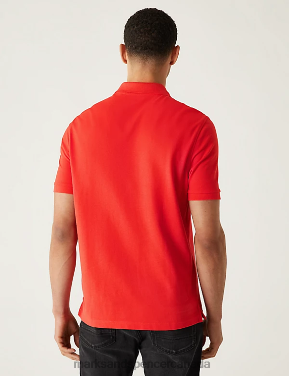 Marks and Spencer sale - Men Bright Red Clothing Marks & Spencer Pure Cotton Pique Polo Shirt 20VTD210