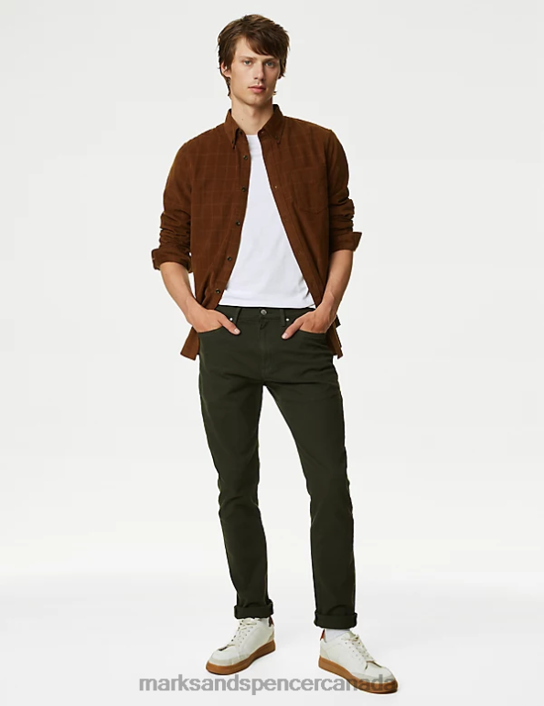 Marks and Spencer Canada - Men Caramel Clothing Marks & Spencer Pure Cotton Corduroy Check Shirt 20VTD7019