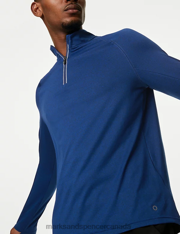 Marks and Spencer sale - Men Cobalt Clothing Marks & Spencer Half Zip Long Sleeve Top 20VTD6948