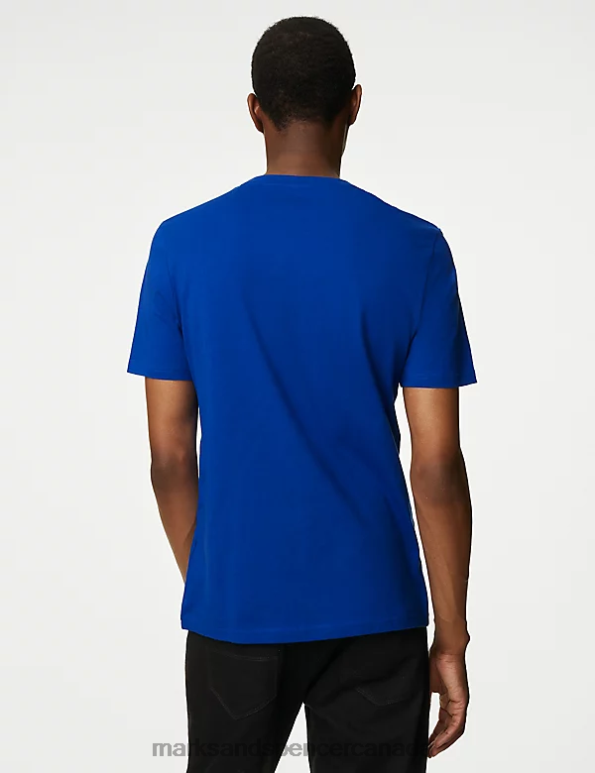 Men Cobalt Clothing Marks & Spencer Pure Cotton Crew Neck T-Shirt 20VTD161 - Marks and Spencer online