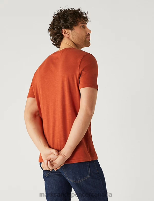 Men Copper Clothing Marks & Spencer Pure Cotton High Tide Graphic T-Shirt 20VTD5065 - Marks and Spencer outlet