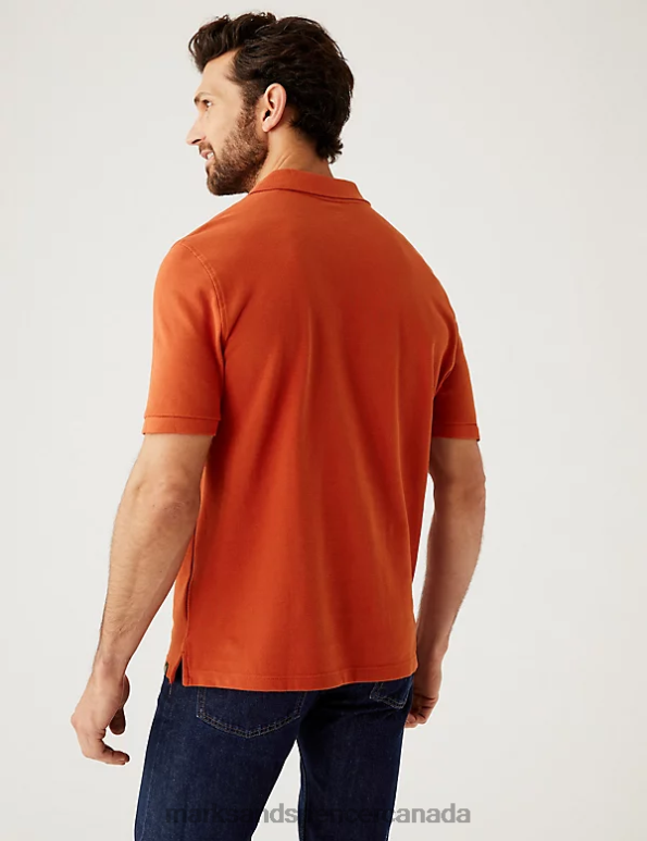 Marks and Spencer sale - Men Copper Clothing Marks & Spencer Pure Cotton Pique Polo Shirt 20VTD201