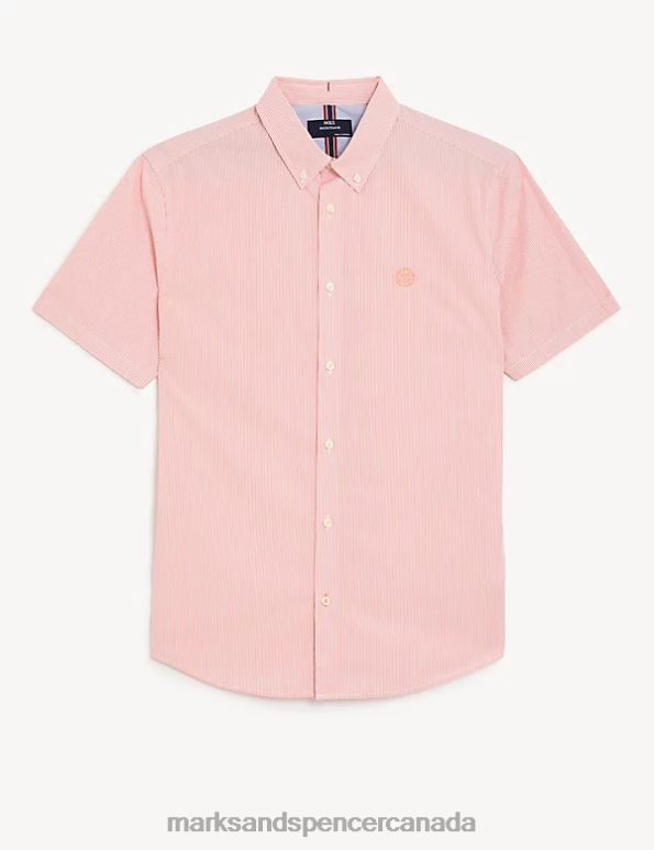 Marks and Spencer sale - Men Copper Clothing Marks & Spencer Pure Cotton Striped Shirt 20VTD5620