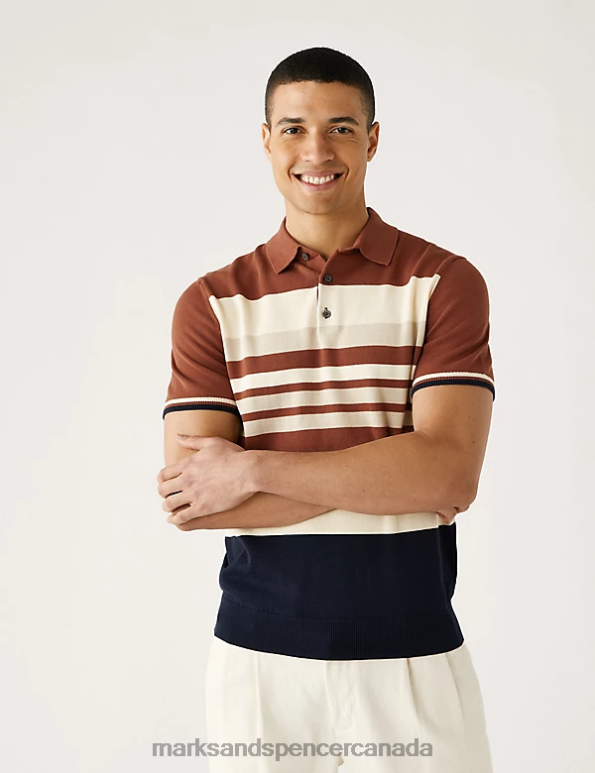 Men Copper Clothing Marks & Spencer Pure Supima Cotton Knitted Polo Shirt 20VTD6488 - Marks and Spencer online