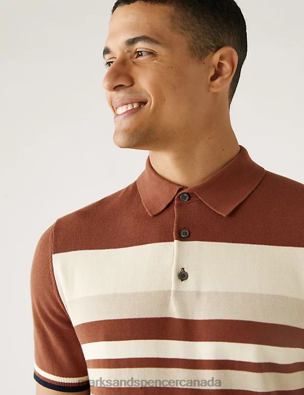 Men Copper Clothing Marks & Spencer Pure Supima Cotton Knitted Polo Shirt 20VTD6488 - Marks and Spencer online