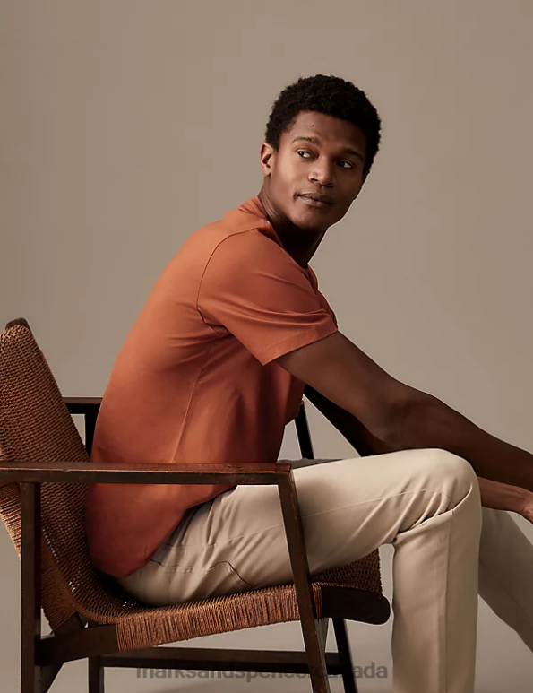 Marks and Spencer Canada - Men Copper Tan Clothing Marks & Spencer Pure Supima Cotton T-shirt 20VTD6304