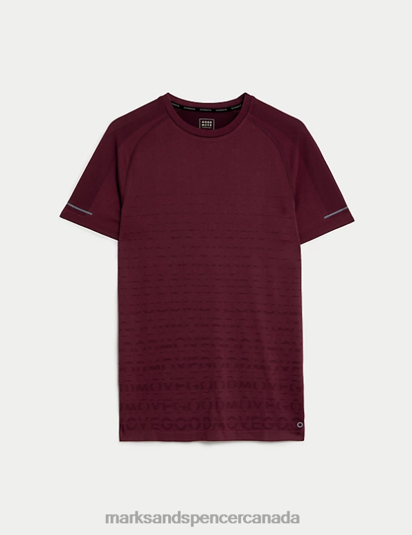 Men Dark Burgundy Clothing Marks & Spencer Seam Free Printed Training T-Shirt 20VTD5782 - Marks and Spencer online