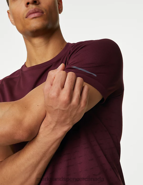 Men Dark Burgundy Clothing Marks & Spencer Seam Free Printed Training T-Shirt 20VTD5782 - Marks and Spencer online