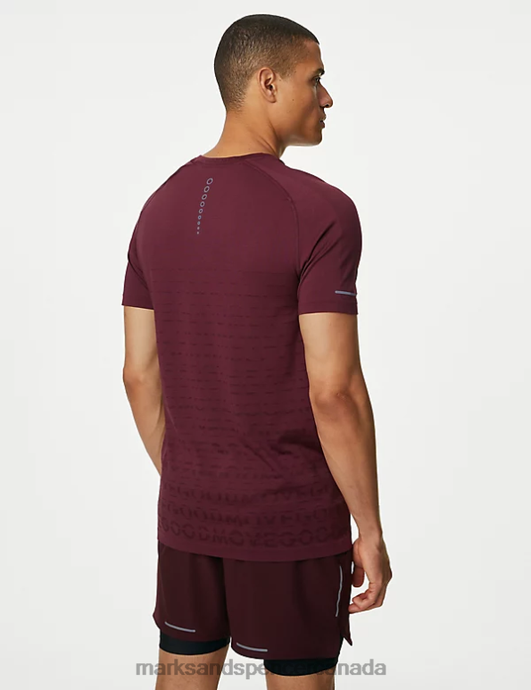 Men Dark Burgundy Clothing Marks & Spencer Seam Free Printed Training T-Shirt 20VTD5782 - Marks and Spencer online