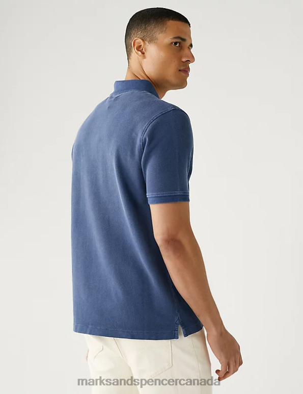 Men Dark Ink Clothing Marks & Spencer Pure Cotton Polo Shirt 20VTD7213 - Marks and Spencer outlet