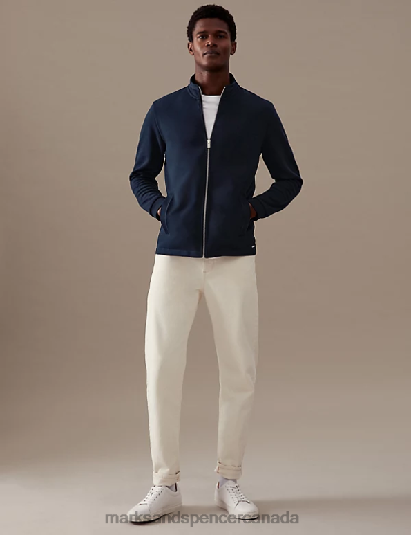 Men Dark Navy Clothing Marks & Spencer Cotton Blend Sweatshirt 20VTD7112 - Marks and Spencer online