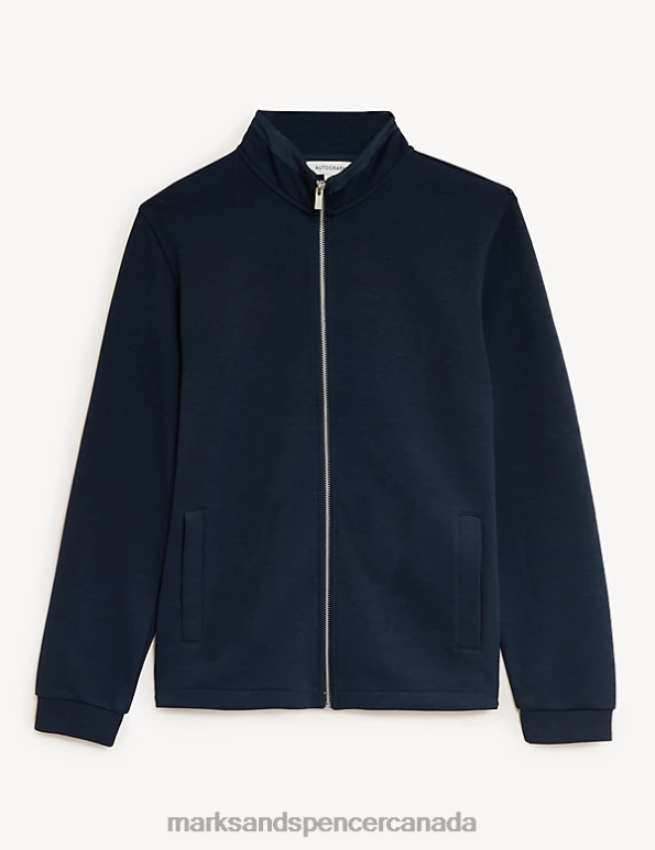 Men Dark Navy Clothing Marks & Spencer Cotton Blend Sweatshirt 20VTD7112 - Marks and Spencer online