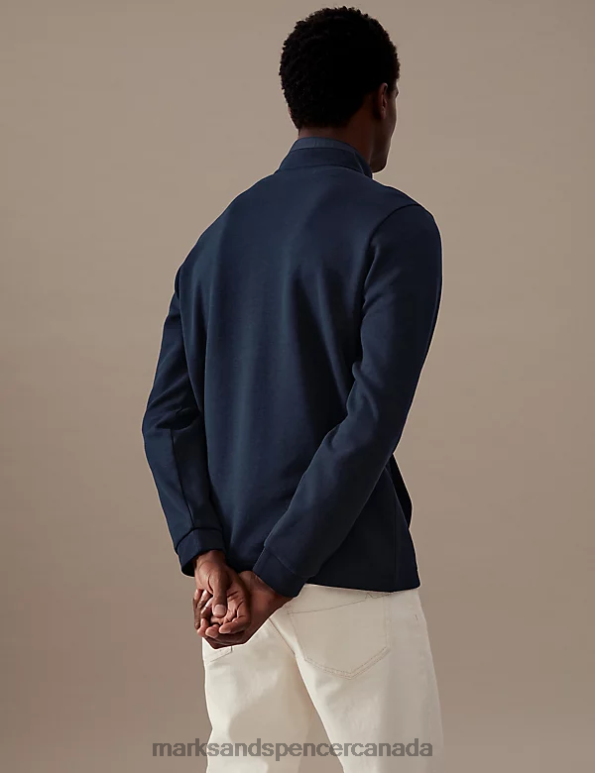 Men Dark Navy Clothing Marks & Spencer Cotton Blend Sweatshirt 20VTD7112 - Marks and Spencer online