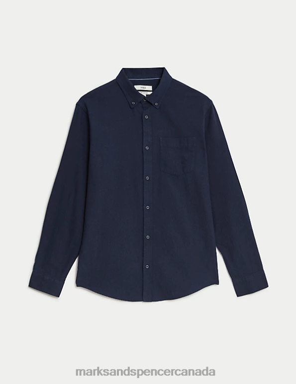 Marks and Spencer sale - Men Dark Navy Clothing Marks & Spencer Cotton Rich Flannel Shirt 20VTD5632
