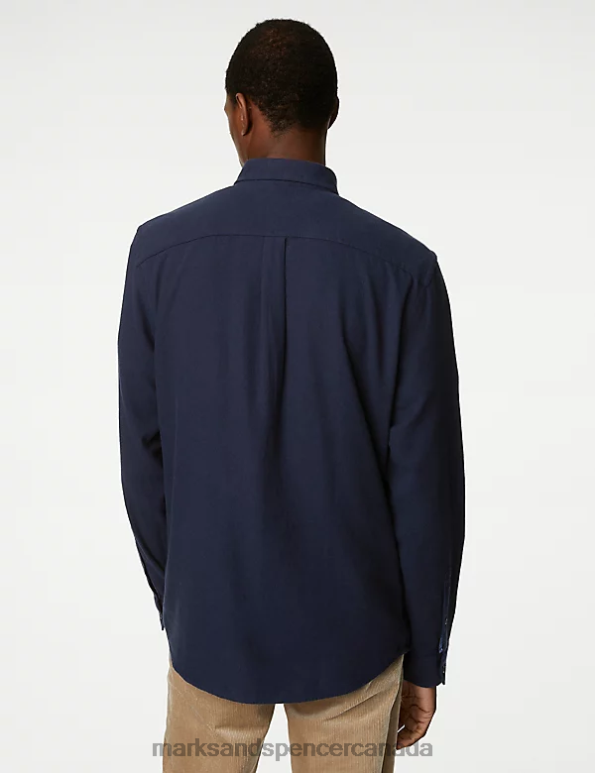 Marks and Spencer sale - Men Dark Navy Clothing Marks & Spencer Cotton Rich Flannel Shirt 20VTD5632