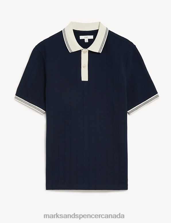 Marks and Spencer near me - Men Dark Navy Clothing Marks & Spencer Cotton Rich Textured Polo Shirt 20VTD5002