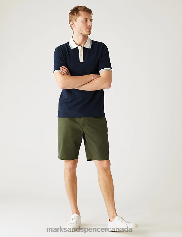 Marks and Spencer near me - Men Dark Navy Clothing Marks & Spencer Cotton Rich Textured Polo Shirt 20VTD5002