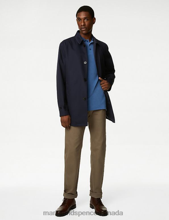 Men Dark Navy Clothing Marks & Spencer Modal Rich Tipped Collar Polo Shirt 20VTD6398 - Marks and Spencer outlet