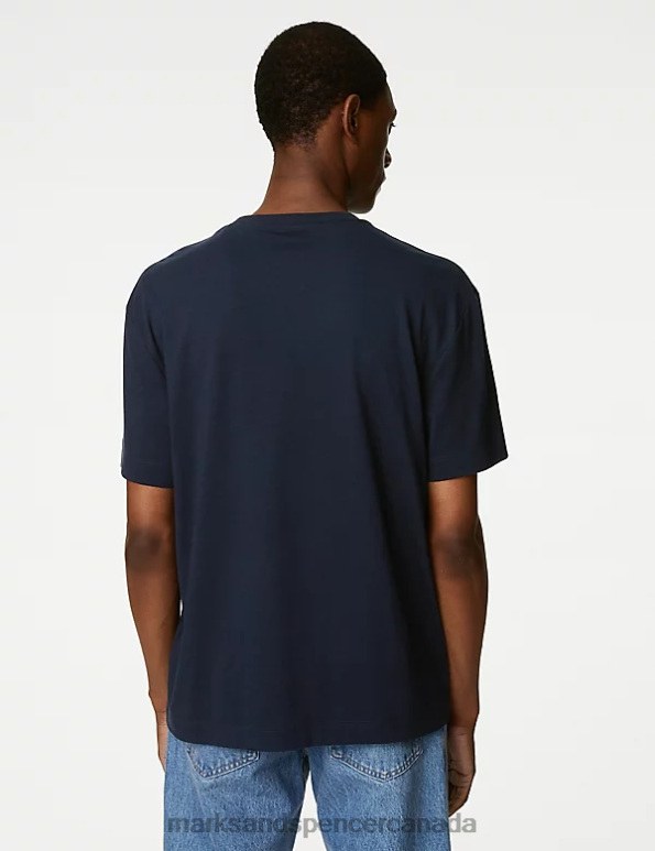 Marks and Spencer near me - Men Dark Navy Clothing Marks & Spencer Pure Cotton Abstract Mountain Graphic T-Shirt 20VTD4742