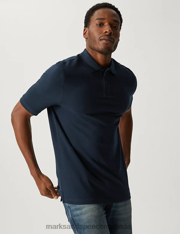 Marks and Spencer near me - Men Dark Navy Clothing Marks & Spencer Pure Cotton Pique Polo Shirt 20VTD8