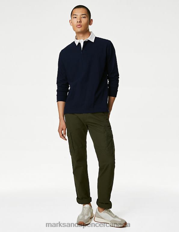 Men Dark Navy Clothing Marks & Spencer Pure Cotton Rugby Shirt 20VTD6189 - Marks and Spencer online