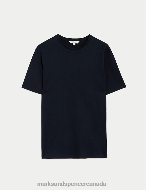 Marks and Spencer sale - Men Dark Navy Clothing Marks & Spencer Pure Supima Cotton T-shirt 20VTD6298