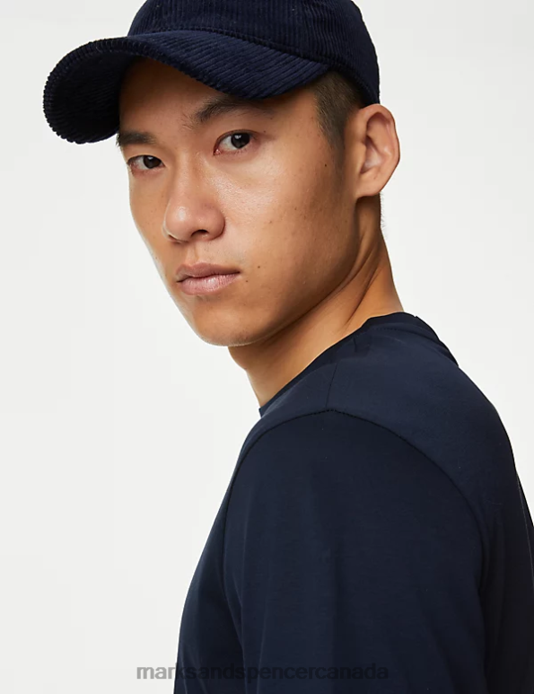 Marks and Spencer sale - Men Dark Navy Clothing Marks & Spencer Pure Supima Cotton T-shirt 20VTD6298