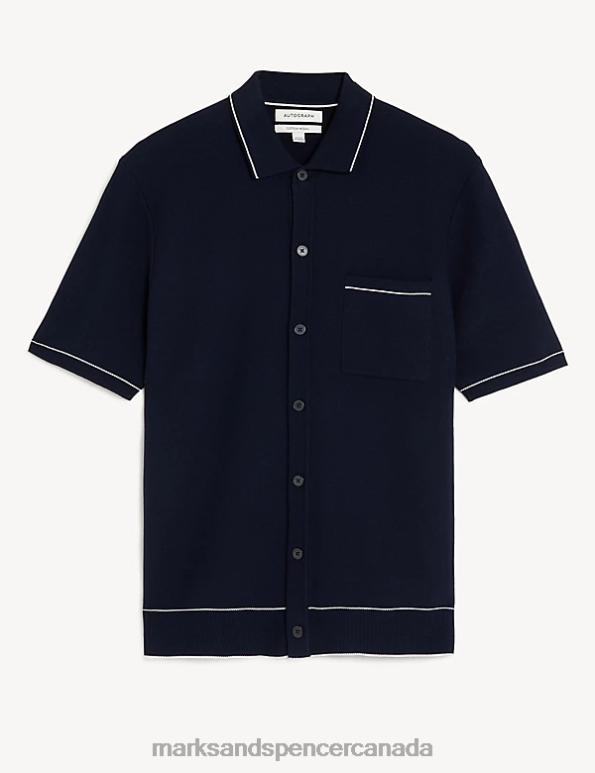 Marks and Spencer Canada - Men Dark Navy Mix Clothing Marks & Spencer Cotton Modal Blend Knitted Polo Shirt 20VTD5164