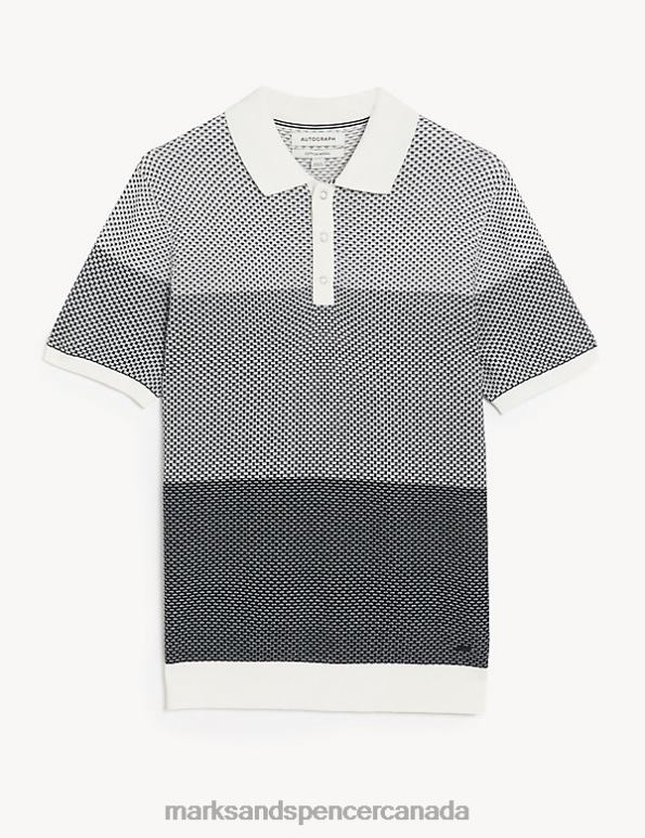 Marks and Spencer near me - Men Dark Navy Mix Clothing Marks & Spencer Cotton Modal Textured Knitted Polo Shirt 20VTD5523