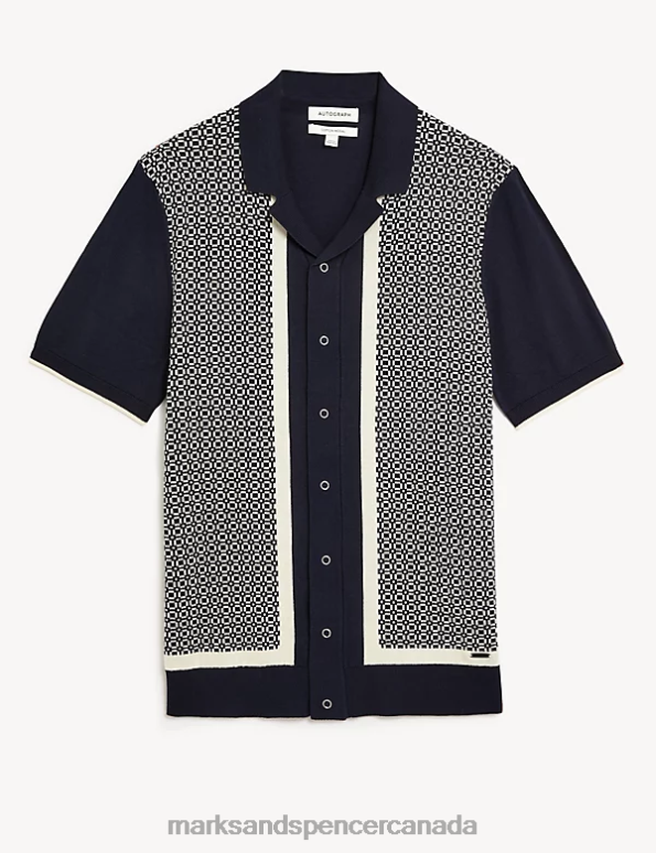 Marks and Spencer near me - Men Dark Navy Mix Clothing Marks & Spencer Cotton Rich Short Sleeve Knitted Polo Shirt 20VTD4881