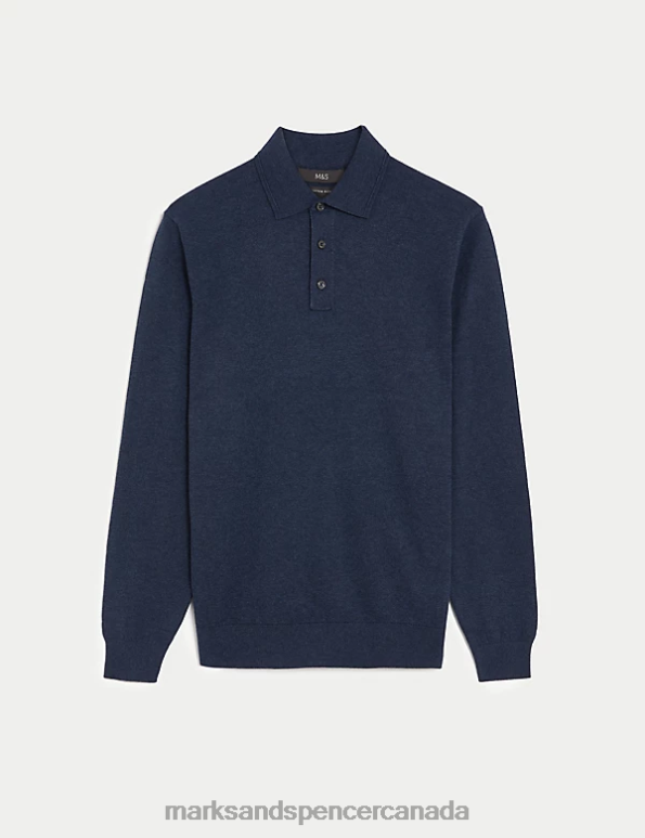 Men Denim Clothing Marks & Spencer Cotton Rich Tipped Knitted Polo Shirt 20VTD7174 - Marks and Spencer online