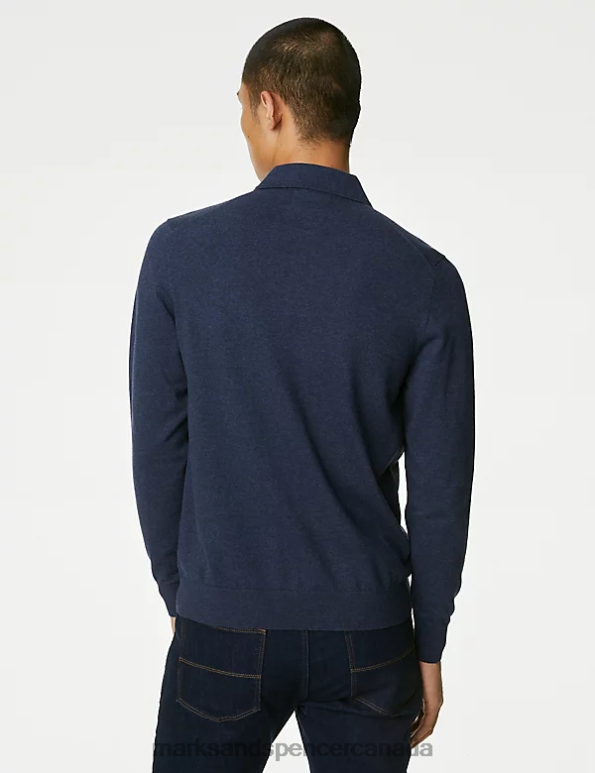 Men Denim Clothing Marks & Spencer Cotton Rich Tipped Knitted Polo Shirt 20VTD7174 - Marks and Spencer online