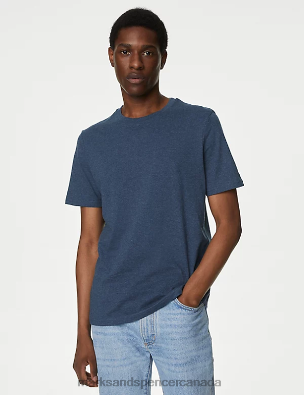Men Denim Mix Clothing Marks & Spencer 3pk Pure Cotton Crew Neck T-Shirts 20VTD5096 - Marks and Spencer Canada locations