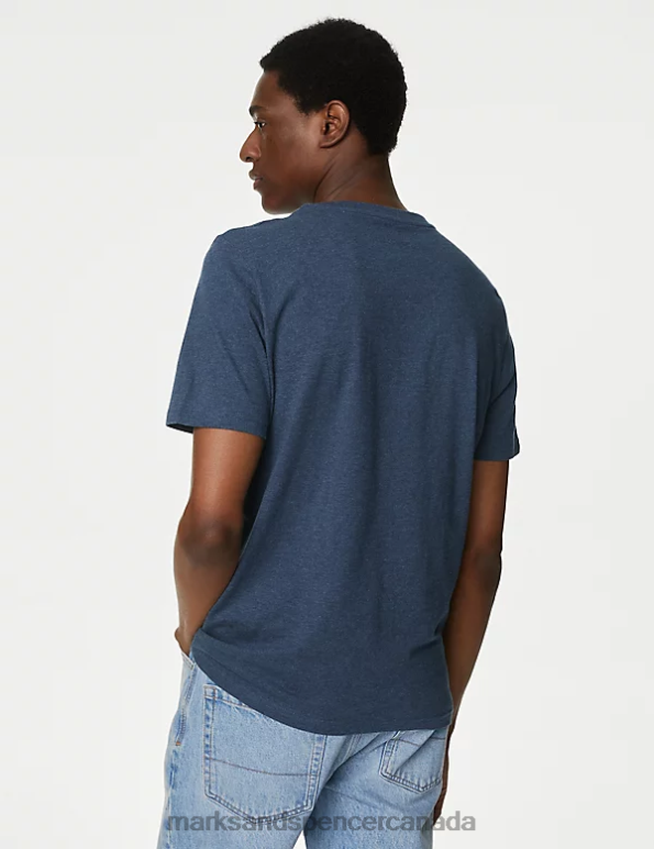 Men Denim Mix Clothing Marks & Spencer 3pk Pure Cotton Crew Neck T-Shirts 20VTD5096 - Marks and Spencer Canada locations