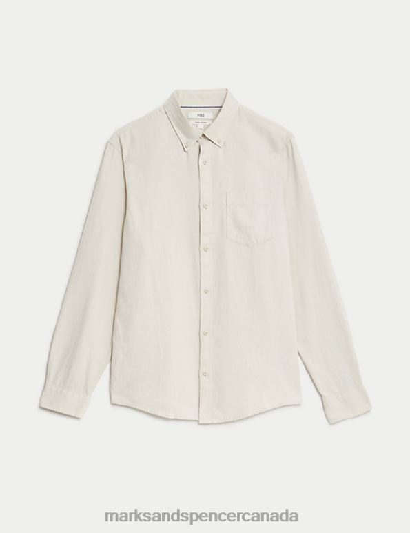 Marks and Spencer Canada - Men Ecru Clothing Marks & Spencer Cotton Rich Flannel Shirt 20VTD5630