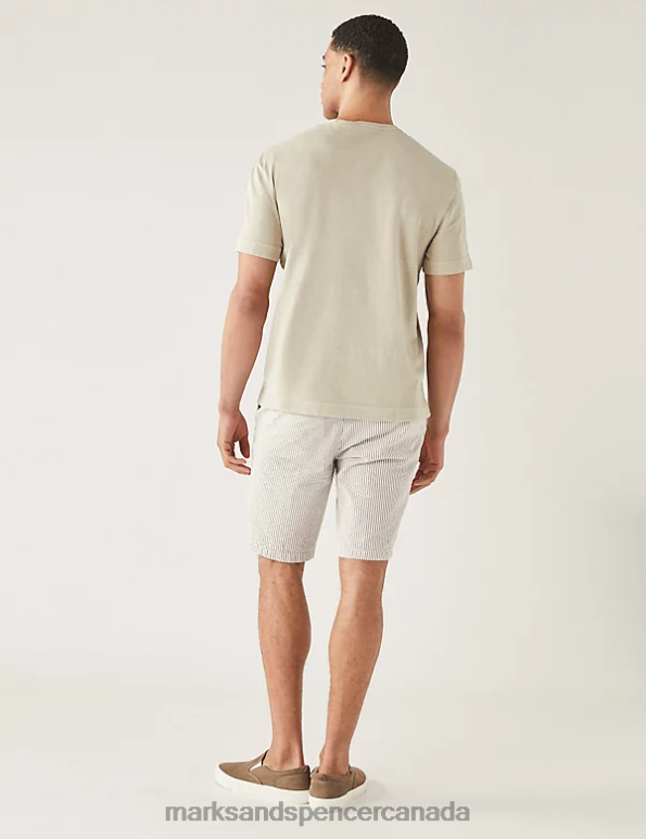 Marks and Spencer sale - Men Ecru Clothing Marks & Spencer Relaxed Fit Pure Cotton Crew Neck T-Shirt 20VTD6988