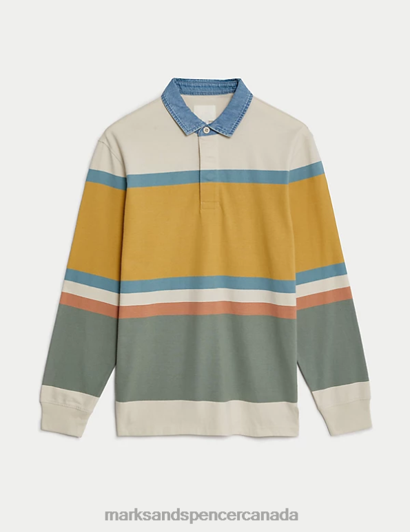 Marks and Spencer near me - Men Ecru Mix Clothing Marks & Spencer Carnegie Pure Cotton Rugby 20VTD5125