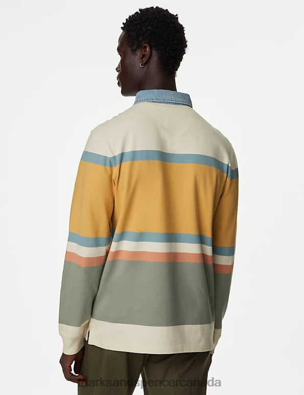 Marks and Spencer near me - Men Ecru Mix Clothing Marks & Spencer Carnegie Pure Cotton Rugby 20VTD5125