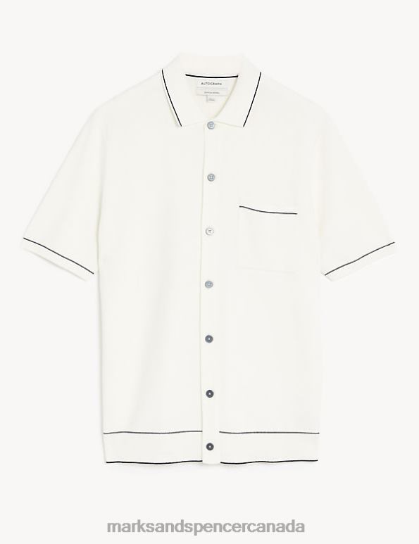 Marks and Spencer sale - Men Ecru Mix Clothing Marks & Spencer Cotton Modal Blend Knitted Polo Shirt 20VTD4840